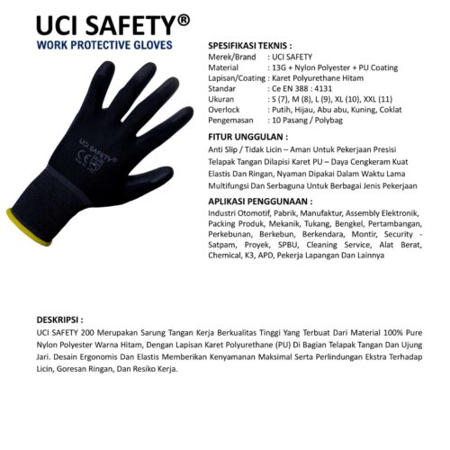 Sarung Tangan Anti Gores Uci Safety Cocok untuk Bengkel & Mekanik Balikpapan Kalimantan Timur