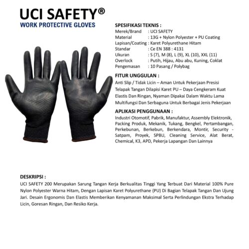 Sarung Tangan Otomotif Uci Safety Cocok untuk Bengkel & Mekanik Semarang Jawa Tengah