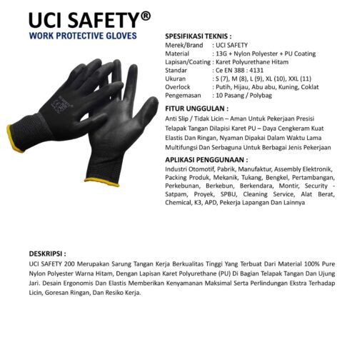 Sarung Tangan PU Uci Safety untuk Proyek & Industri di Tangerang Banten