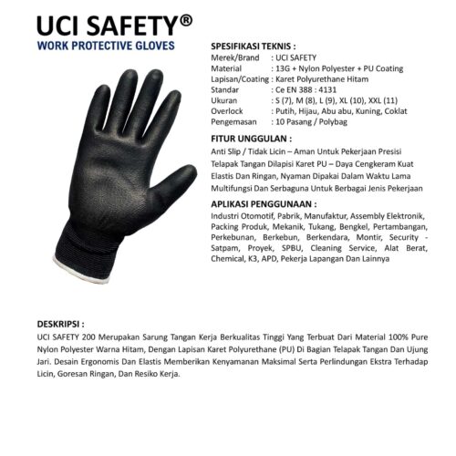 Distributor Sarung Tangan Montir Uci Safety Murah di Bekasi Jawa Barat