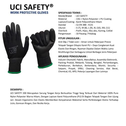 Sarung Tangan Mekanik Uci Safety Terbaik di Depok Jawa Barat
