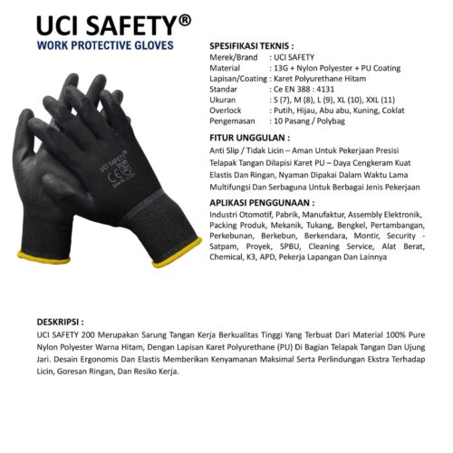 Sarung Tangan PU Uci Safety untuk Proyek & Industri di Batam Kepulauan Riau