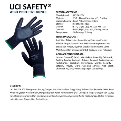 Sarung Tangan Coating Uci Safety Cocok untuk Bengkel & Mekanik Medan Sumatera Utara