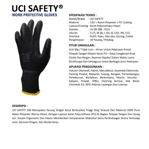 Sarung Tangan Safety Kerja Uci Safety Terbaik di Malang Jawa Timur