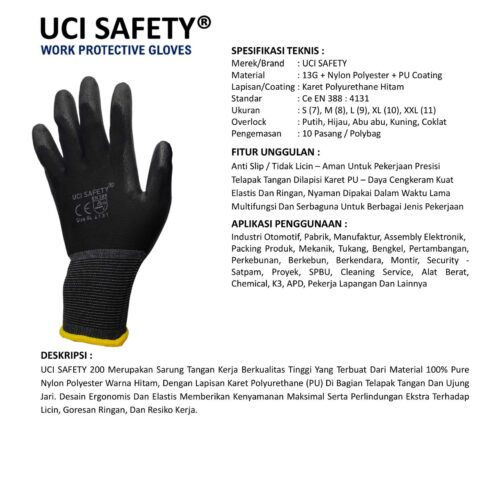 Distributor Sarung Tangan Karet Uci Safety Murah di Malang Jawa Timur