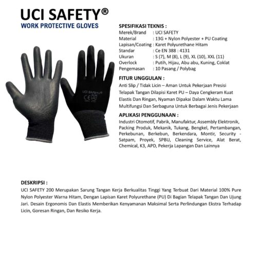 Sarung Tangan Palm Fit Uci Safety Cocok untuk Bengkel & Mekanik Bekasi Jawa Barat