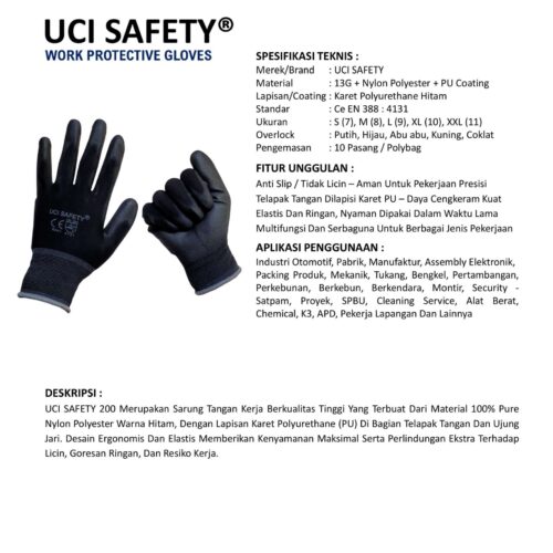 Sarung Tangan Otomotif Uci Safety Cocok untuk Bengkel & Mekanik Tangerang Banten