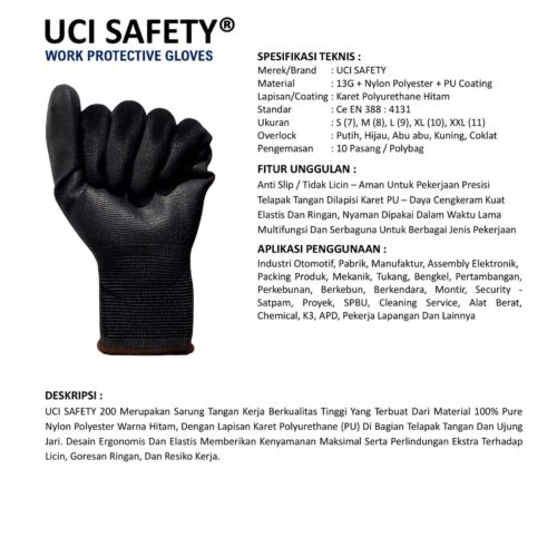 Supplier Sarung Tangan Palm Fit Uci Safety Resmi di Padang Sumatera Barat