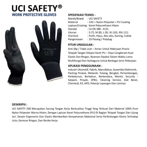 Sarung Tangan Hitam Uci Safety Terbaik di Kupang NTT