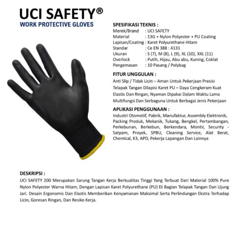 Sarung Tangan Bengkel Uci Safety Cocok untuk Bengkel & Mekanik Padang Sumatera Barat
