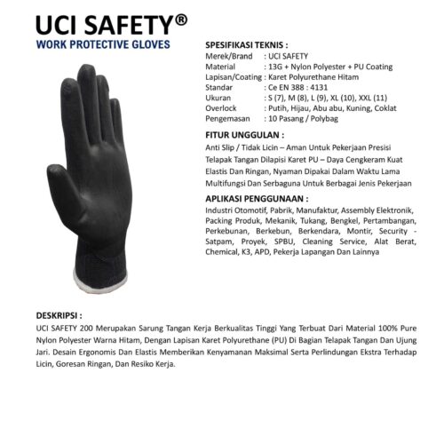 Jual Sarung Tangan PU Uci Safety Harga Terjangkau Cirebon Jawa Barat