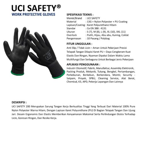 Distributor Sarung Tangan Otomotif Uci Safety Murah di Bekasi Jawa Barat