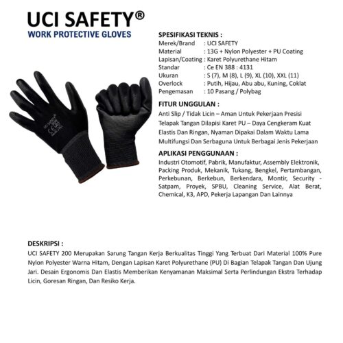 Supplier Sarung Tangan PU Uci Safety Resmi di Balikpapan Kalimantan Timur
