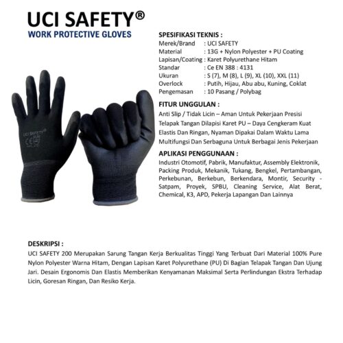 Sarung Tangan PU Uci Safety Cocok untuk Bengkel & Mekanik Banjarmasin Kalimantan Selatan