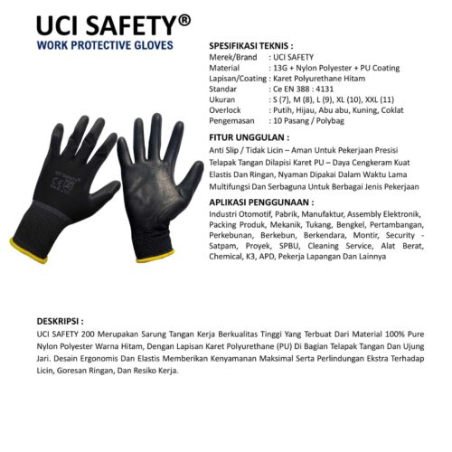 Sarung Tangan Safety Kerja Uci Safety Cocok untuk Bengkel & Mekanik Malang Jawa Timur