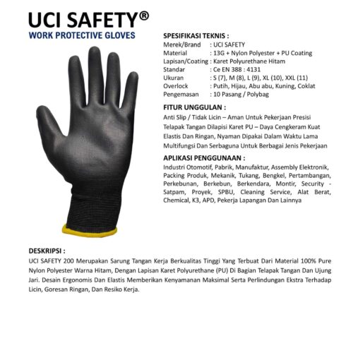 Sarung Tangan Proyek Uci Safety Cocok untuk Bengkel & Mekanik Solo Jawa Tengah