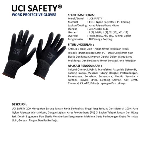 Sarung Tangan Bengkel Uci Safety Terbaik di Makassar Sulawesi Selatan