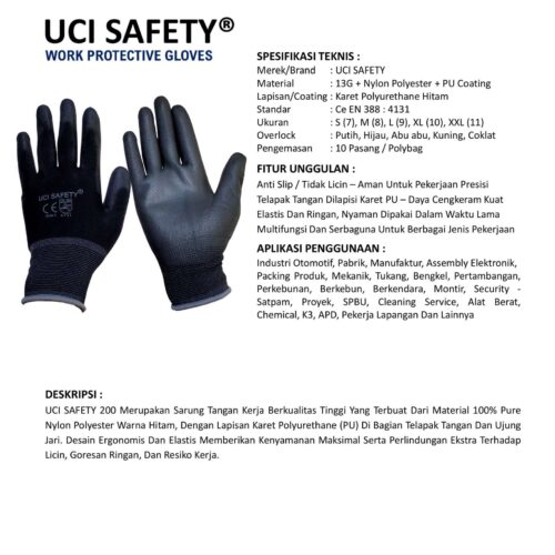 Sarung Tangan Karet Uci Safety untuk Proyek & Industri di Balikpapan Kalimantan Timur