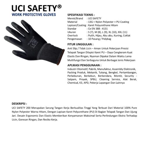 Sarung Tangan Anti Slip Uci Safety Cocok untuk Bengkel & Mekanik Makassar Sulawesi Selatan