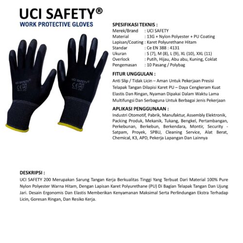 Sarung Tangan Palm Fit Uci Safety Cocok untuk Bengkel & Mekanik Manado Sulawesi Utara