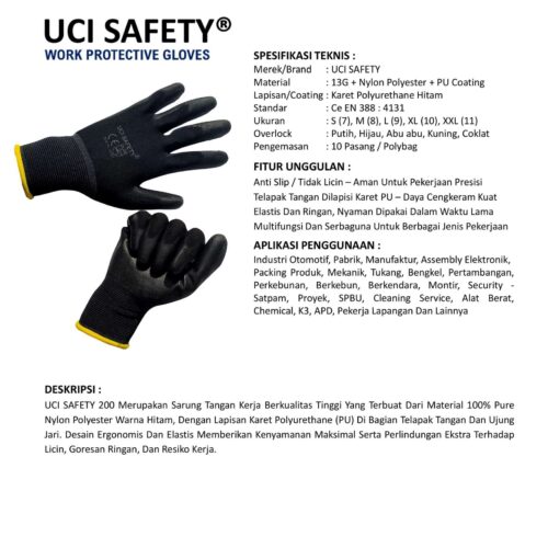 Sarung Tangan Coating Uci Safety untuk Proyek & Industri di Pekanbaru Riau