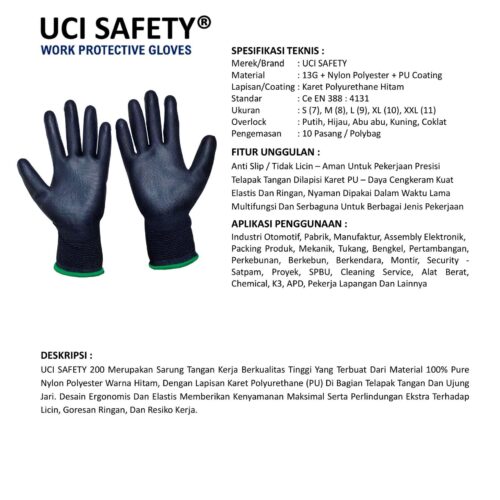 Sarung Tangan Mekanik Uci Safety untuk Proyek & Industri di Denpasar Bali