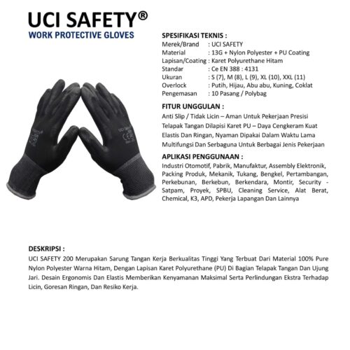 Supplier Sarung Tangan Anti Slip Uci Safety Resmi di Kupang NTT
