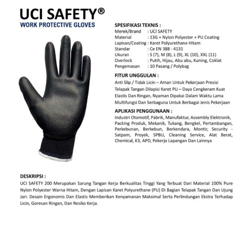 Sarung Tangan Anti Slip Uci Safety untuk Proyek & Industri di Cirebon Jawa Barat