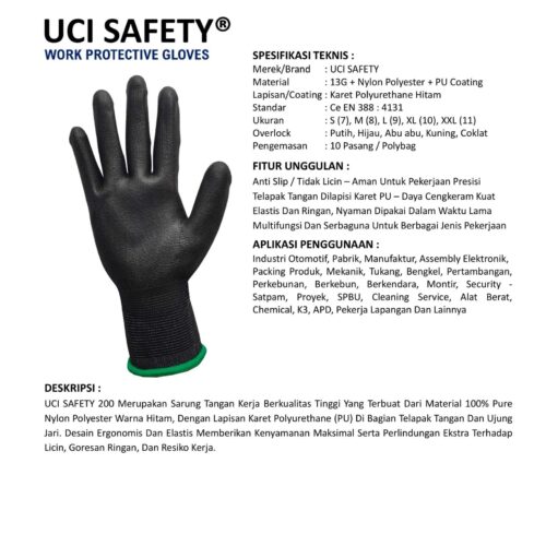 Sarung Tangan PU Uci Safety untuk Proyek & Industri di Balikpapan Kalimantan Timur