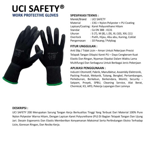Sarung Tangan Industri Uci Safety untuk Proyek & Industri di Solo Jawa Tengah