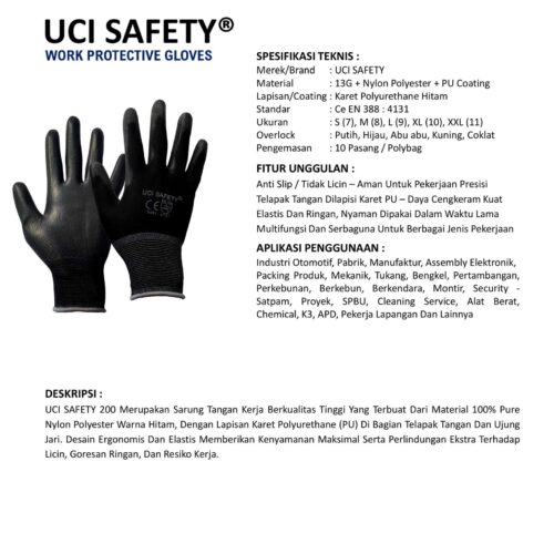 Distributor Sarung Tangan PU Uci Safety Murah di Depok Jawa Barat