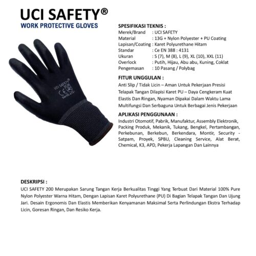 Sarung Tangan Otomotif Uci Safety untuk Proyek & Industri di Solo Jawa Tengah