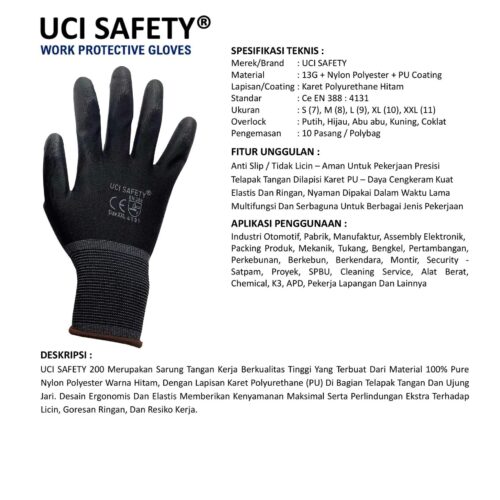 Distributor Sarung Tangan Montir Uci Safety Murah di Manado Sulawesi Utara