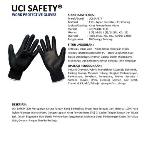 Sarung Tangan PU Uci Safety Terbaik di Manado Sulawesi Utara