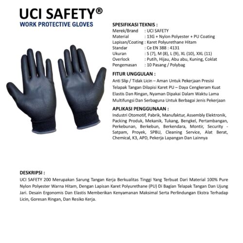 Sarung Tangan Nilon Uci Safety Cocok untuk Bengkel & Mekanik Manado Sulawesi Utara