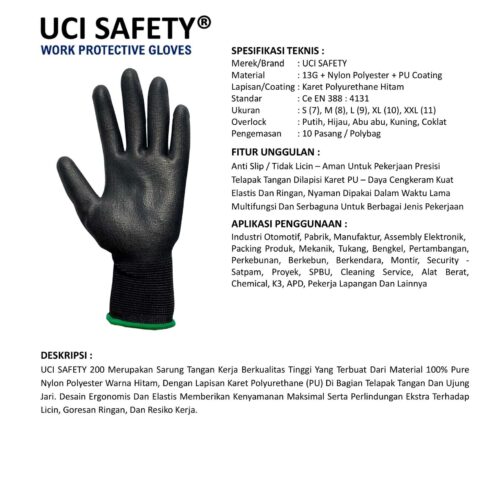 Sarung Tangan Motor Uci Safety untuk Proyek & Industri di Pekanbaru Riau