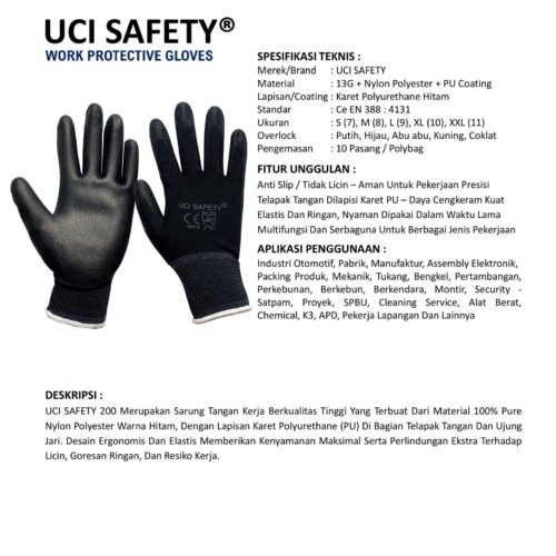 Sarung Tangan Safety Kerja Uci Safety untuk Proyek & Industri di Pontianak Kalimantan Barat