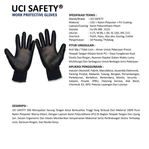 Sarung Tangan Palmfit PU Uci Safety Cocok untuk Bengkel & Mekanik Surabaya Jawa Timur