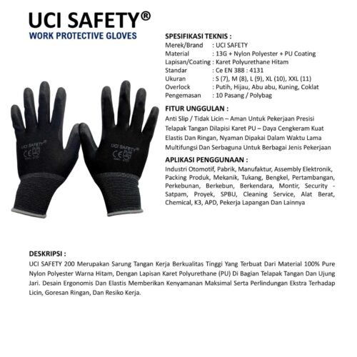 Supplier Sarung Tangan PU Uci Safety Resmi di Tangerang Banten