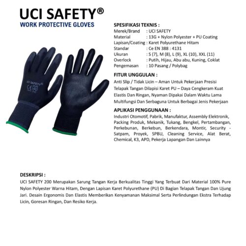 Supplier Sarung Tangan PU Uci Safety Resmi di Manado Sulawesi Utara