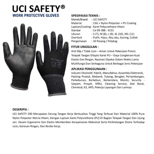 Sarung Tangan Otomotif Uci Safety untuk Proyek & Industri di Pontianak Kalimantan Barat