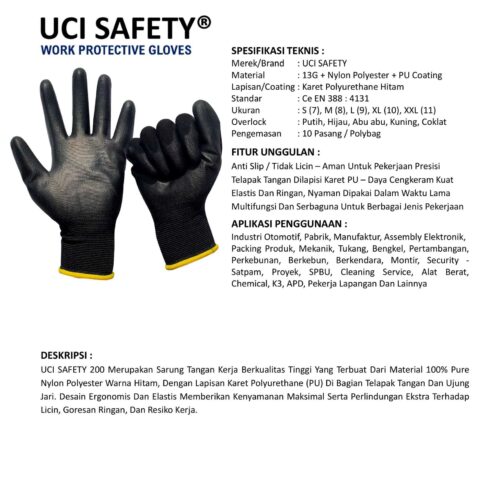 Sarung Tangan Industri Uci Safety untuk Proyek & Industri di Cirebon Jawa Barat