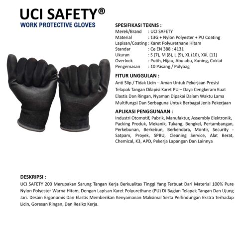 Distributor Sarung Tangan Mekanik Uci Safety Murah di Manado Sulawesi Utara