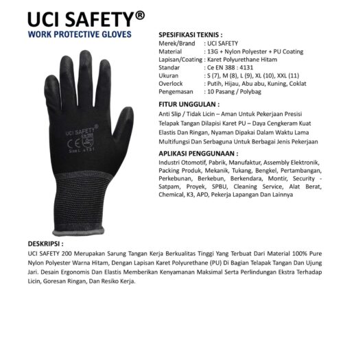 Supplier Sarung Tangan Mekanik Uci Safety Resmi di Solo Jawa Tengah