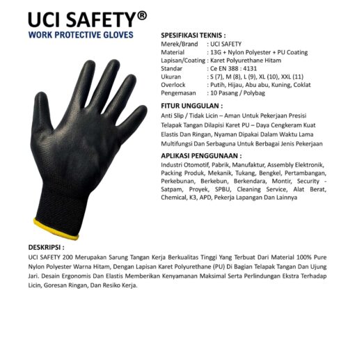 Sarung Tangan Anti Gores Uci Safety untuk Proyek & Industri di Surabaya Jawa Timur