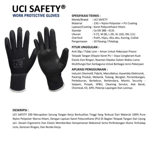 Supplier Sarung Tangan Mekanik Uci Safety Resmi di Bekasi Jawa Barat