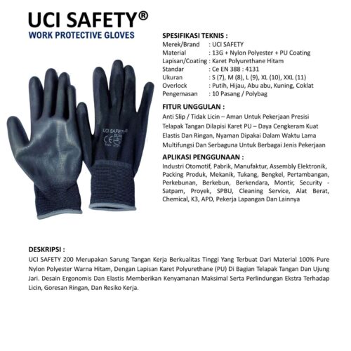 Sarung Tangan Anti Gores Uci Safety untuk Proyek & Industri di Bandung Jawa Barat