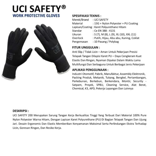 Sarung Tangan Hitam Uci Safety Terbaik di Depok Jawa Barat