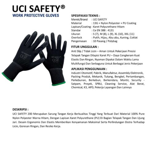 Distributor Sarung Tangan PU Uci Safety Murah di Balikpapan Kalimantan Timur