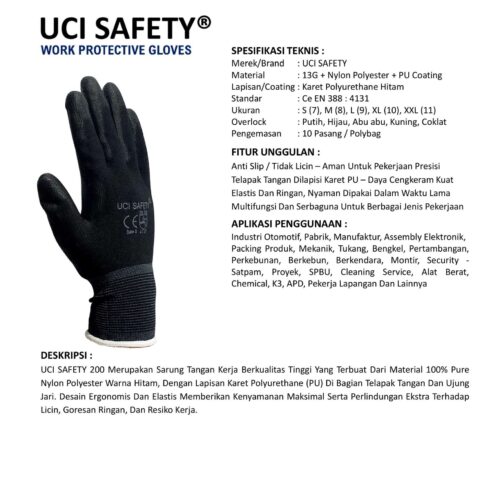 Supplier Sarung Tangan PU Uci Safety Resmi di Pontianak Kalimantan Barat